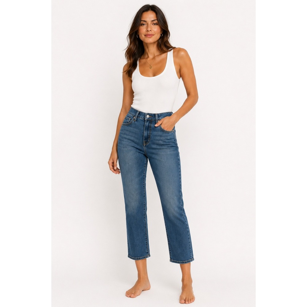 NYDJ Ellison High Rise Straight Ankle Jeans Indigo Pea 6P NWT